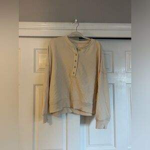 American Eagle Crème Henley style Sweater
